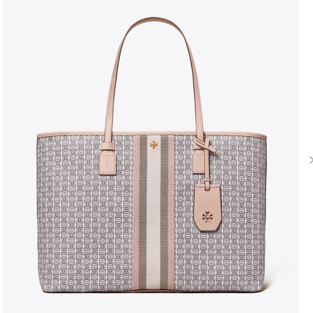 Tory Burch Gemini Link Canvas Tote/Pink